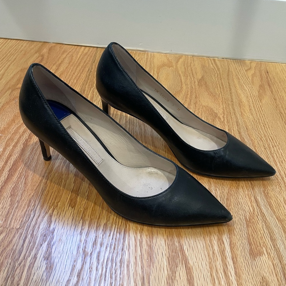 Stuart Weitzman Black Leather Pumps